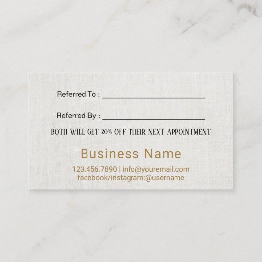 紹介カード |メイクアップアーティスト金ゴールドタイポグラフィ (裏面)