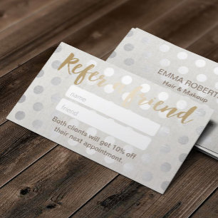 紹介カード モダンな銀の点のヘアーサロン