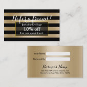 紹介カード|モダンな黒及び金ゴールドは縞で飾ります 紹介カード (正面/裏面)