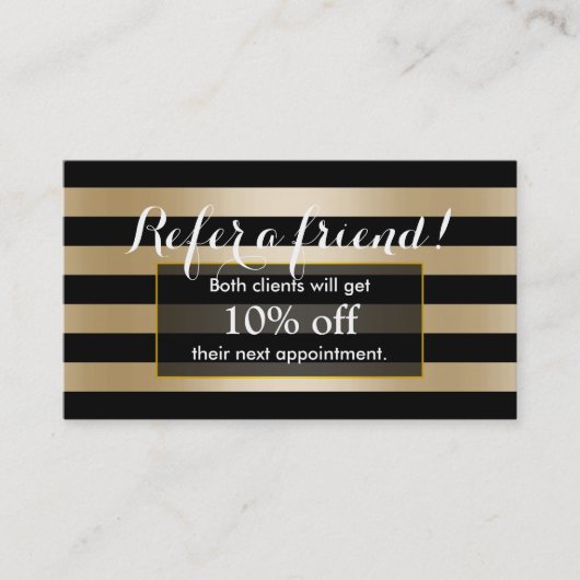 紹介カード|モダンな黒及び金ゴールドは縞で飾ります 紹介カード (正面)