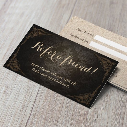 紹介カード |ヴィンテージフレームのダマスク美しいサロン