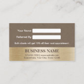 紹介カード|上品なブラウン革及び金ゴールドのラベル 紹介カード (裏面)