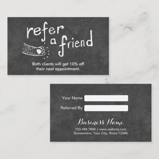 紹介カード |可愛い黒板動物スケッチ (正面/裏面)