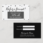 紹介カード |黒モダン白美しいサロン (正面/裏面)