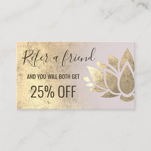 紹介カーフェイクド金ゴールドフォイルlotusデザイン 名刺 (正面)