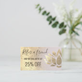 紹介カーフェイクド金ゴールドフォイルlotusデザイン 名刺 (スタンド正面)