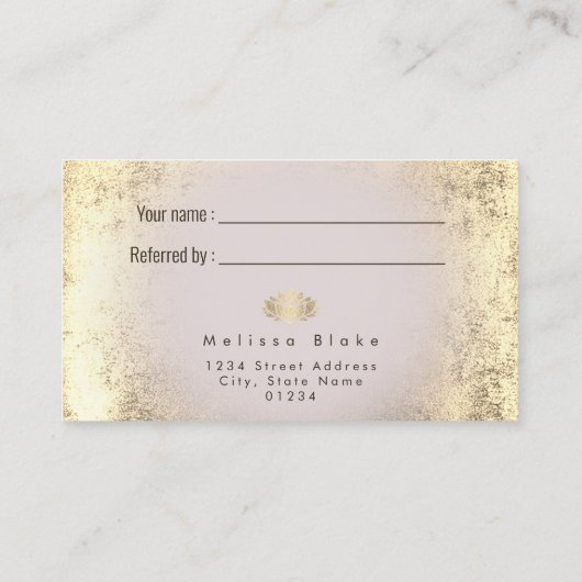 紹介カーフェイクド金ゴールドフォイルlotusデザイン 名刺 (裏面)