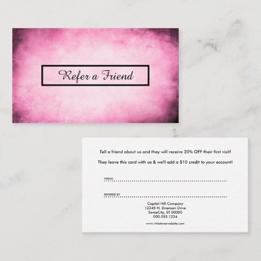 紹介プログラムピンクの羊皮紙 紹介カード (正面/裏面)