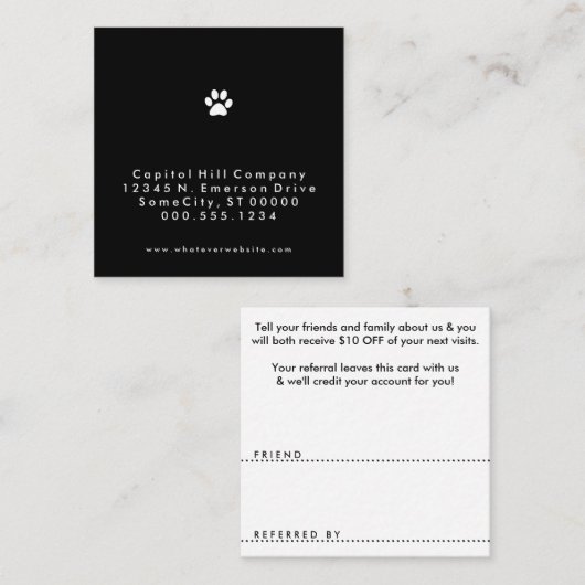 紹介ペット足の正方形 紹介カード (正面/裏面)