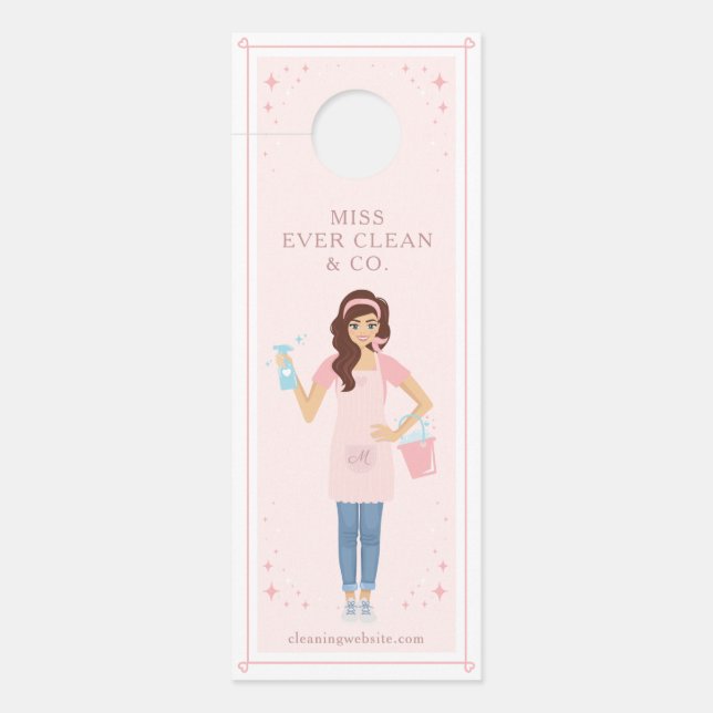 紹介メイド&ハウスクリーニングの女性 ドアノブサイン (正面)