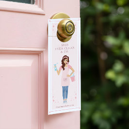 紹介メイド&ハウスクリーニングの女性 ドアノブサイン