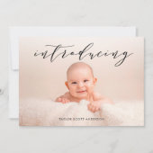 紹介モダンベビー写真誕生発表 招待状 (正面)