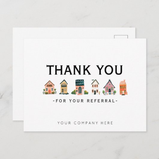 紹介不動産マーケティング感謝 ポストカード (正面/裏面)