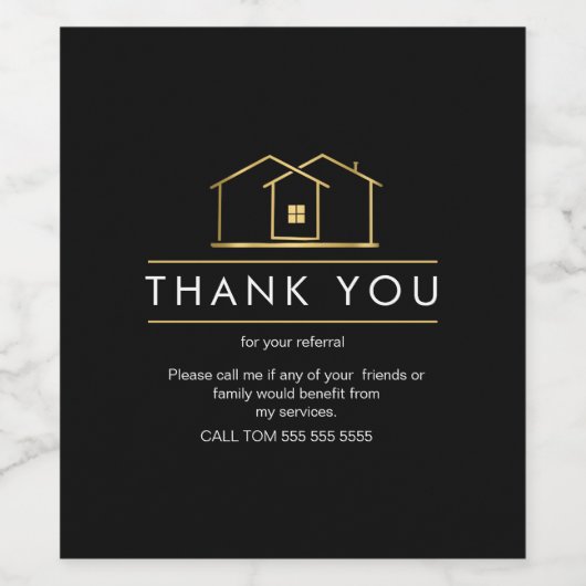 紹介不動産感謝ビジネス ワインラベル (シングルラベル)