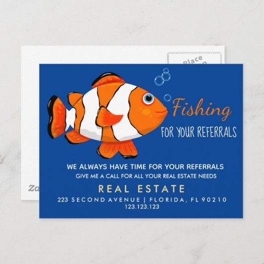 紹介実在の不動産魚釣り 案内ポストカード (正面/裏面)