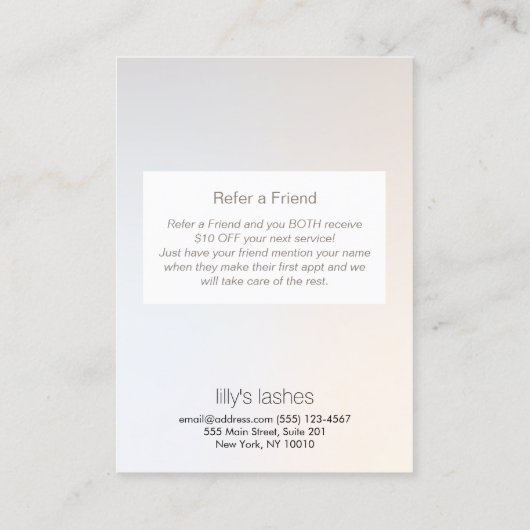 紹介後まつげ拡張ラッシュガール気にー 紹介カード (裏面)