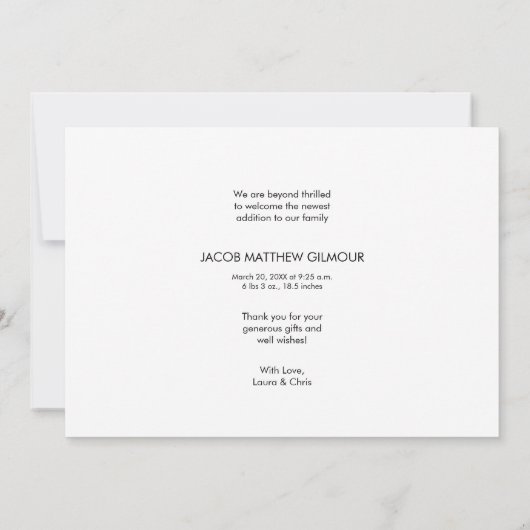 紹介手打ちカスタム男の赤ちゃん写真Po 案内状 (裏面)