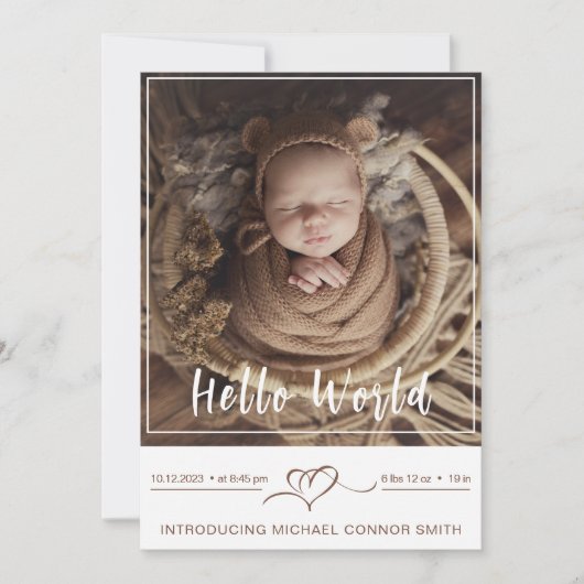 紹介生まれたばかりの男の赤ちゃん誕生Stats 3 Photo 案内状 (正面)