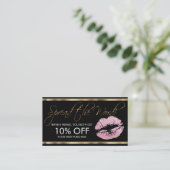 紹介-ピンクのグリッターの口紅ビジネス 紹介カード (スタンド正面)