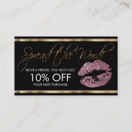 紹介-ピンクのバラのグリッターの口紅ビジネス 紹介カード