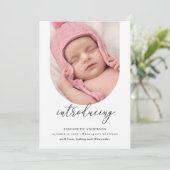 紹介。ミニマエレガントルアーチフォト誕生 案内状 (スタンド正面)