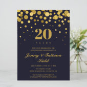 紺とゴールドの結婚20周年記念 招待状 (スタンド正面)