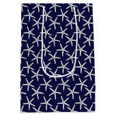 紺地に白いヒトデ ミディアムペーパーバッグ (裏面)