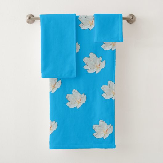 紺碧に白い花弁 バスタオルセット (インサイチュ)