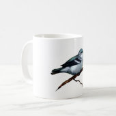 紺碧のアメリカムシクイ: 鳥: 白の油のパステル調の芸術 コーヒーマグカップ (正面左)