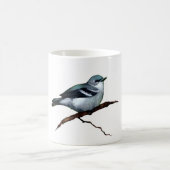 紺碧のアメリカムシクイ: 鳥: 白の油のパステル調の芸術 コーヒーマグカップ (中央)