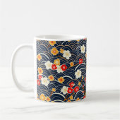 紺碧の日本波梅の花柄 コーヒーマグカップ (左)