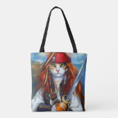 紺碧の海のキャプテン・ツメ | 海賊猫 トートバッグ (裏面)