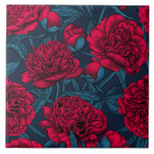 紺碧の赤い牡丹の庭 タイル (正面)