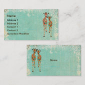 紺碧及びこはく色のキリンの名刺かラベル 名刺 (正面/裏面)