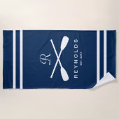 紺航海の白の新婚者に贈るオール ビーチタオル (正面)