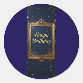 紺色に金色の枠を持つデザイン ラウンドシール