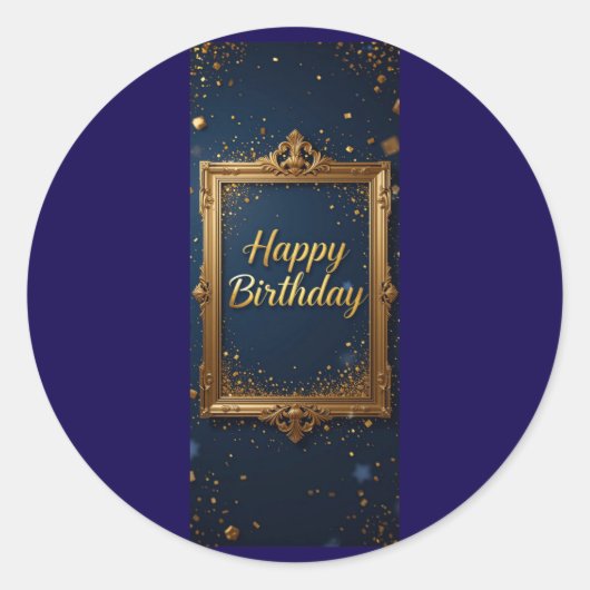 紺色に金色の枠を持つデザイン ラウンドシール (正面)