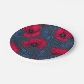 紺色のケシとレディバグ ペーパープレート (アングル)