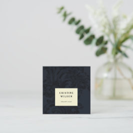 紺色のヴィンテージビクトリアン装飾 スクエア名刺