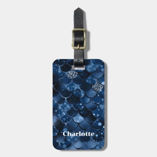 紺色の人魚はかりで測名 ラゲッジタグ (正面縦)