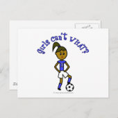 紺色の制服を着た暗い女性サッカー ポストカード (正面/裏面)