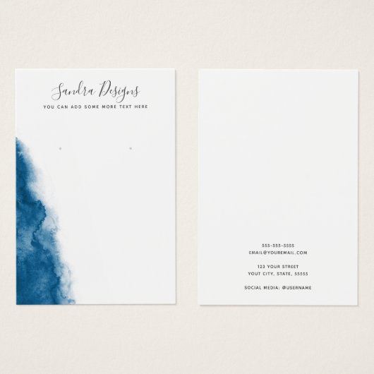 紺色の水彩表示カード (正面&裏面)