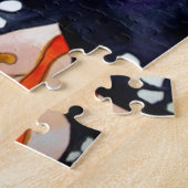 紺色の着物を着たオリジナル絵画芸者 ジグソーパズル (側面)