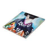 紺色の着物を着たオリジナル絵画芸者 タイル (側面)