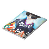 紺色の着物を着たオリジナル絵画芸者 ノートパッド (回転)