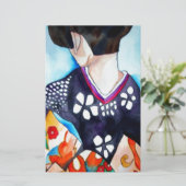 紺色の着物芸者オリジナル 便箋 (スタンド正面)