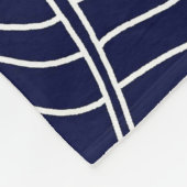 紺色の背景にある熱帯性の葉柄 フリースブランケット (角)