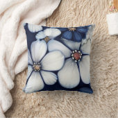 紺色の花を持つ超現実的なフローラスタイル クッション (ブランケット)