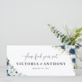 紺色の花柄 ウェディング ヘッドテーブル サイン (スタンド正面)