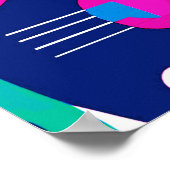 紺色モダンに描かれた世紀中頃の猫 ポスター (角)